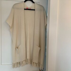 Cream Fringe Open Cardigan
